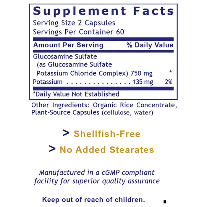 Glucosamine Sulfate, Premier  Dietary Supplement Targeted Joint, Ligament and Connective Tissue Support Shellfish-Free