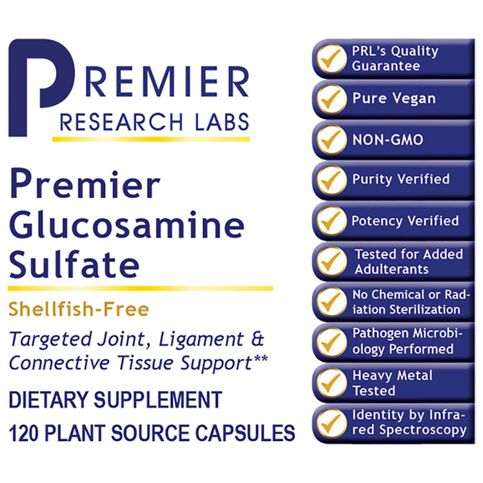 Glucosamine Sulfate, Premier  Dietary Supplement Targeted Joint, Ligament and Connective Tissue Support Shellfish-Free