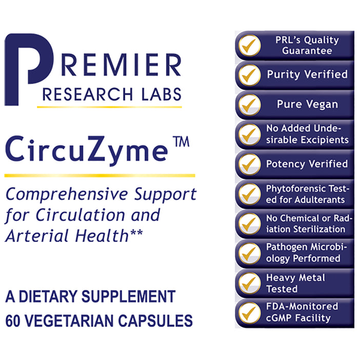 CircuZyme™  Dietary Supplement Nutraceutical Circulation Formula Comprehensive Support for Circulation and Associated Nerve, Heart and Arterial Health