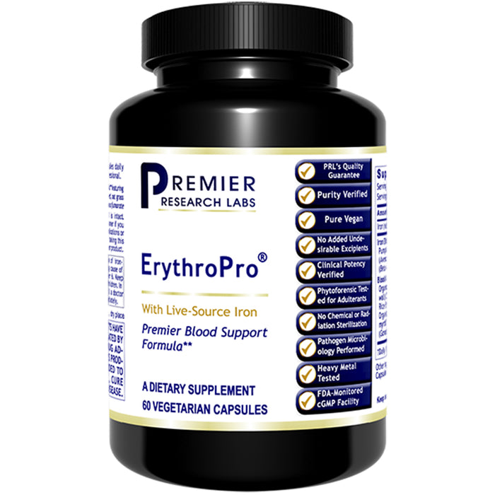 ErythroPro®  Dietary Supplement Premier Blood Support Formula Featuring Live-Source Iron