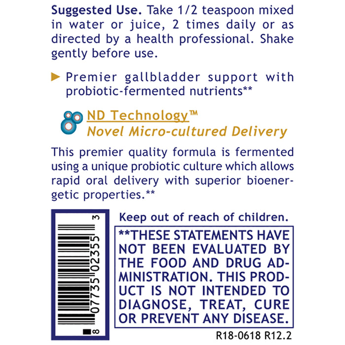 Gallbladder-ND™  Dietary Supplement Probiotic-Fermented Liquid Extract Premier Gallbladder Support