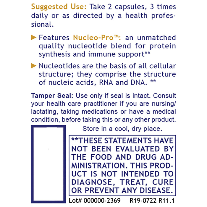 Nucleo Immune™  Dietary Supplement Nucleotide Botanical Formula Premier Immune and Protein Synthesis Support