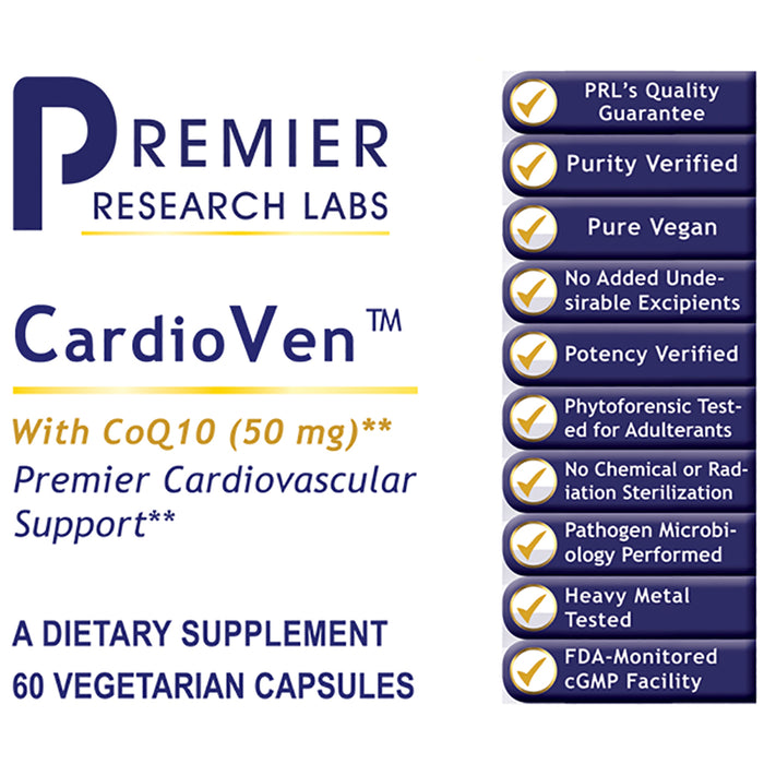 CardioVen™  Dietary Supplement Premier Botanical Complex With Fermented CoQ-10 (50 mg; Trans Isomer Form) Premier Cardiovascular Support