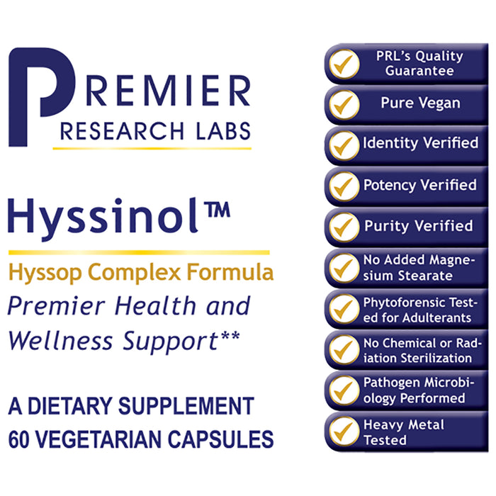 Hyssinol™  Dietary Supplement Hyssop Complex Formula Premier Health and Wellness Support