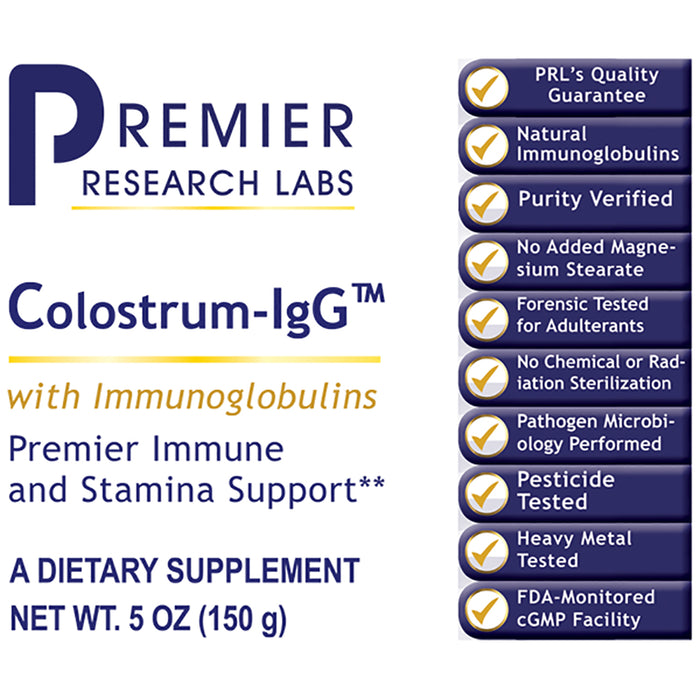 Colostrum-IgG™ Powder  Dietary Supplement Colostrum Powder with Immunoglobulins Premier Immune and Stamina Support