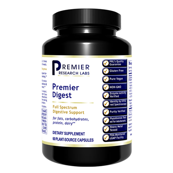 Digest, Premier  Dietary Supplement  Vegetarian Sourced Enzymes  Full Spectrum Digestive Support For Fats, Carbohydrates, Proteins and Dairy