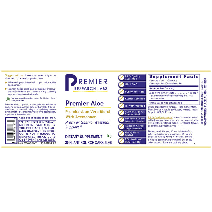 Aloe™  Dietary Supplement Premier Quality Aloe. Rich in Acemannan Premier Gastrointestinal Support